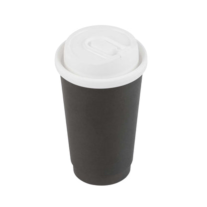Restpresso White Plastic Coffee Cup Lid - with Detachable Plug, Fits 8, 12, 16 and 20 oz - 25 count box
