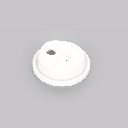 Restpresso White Plastic Coffee Cup Lid - with Detachable Plug, Fits 8, 12, 16 and 20 oz - 25 count box