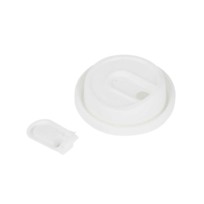 Restpresso White Plastic Coffee Cup Lid - with Detachable Plug, Fits 8, 12, 16 and 20 oz - 25 count box