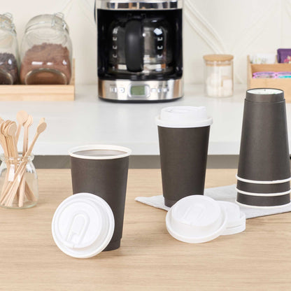 Restpresso White Plastic Coffee Cup Lid - with Detachable Plug, Fits 8, 12, 16 and 20 oz - 500 count box