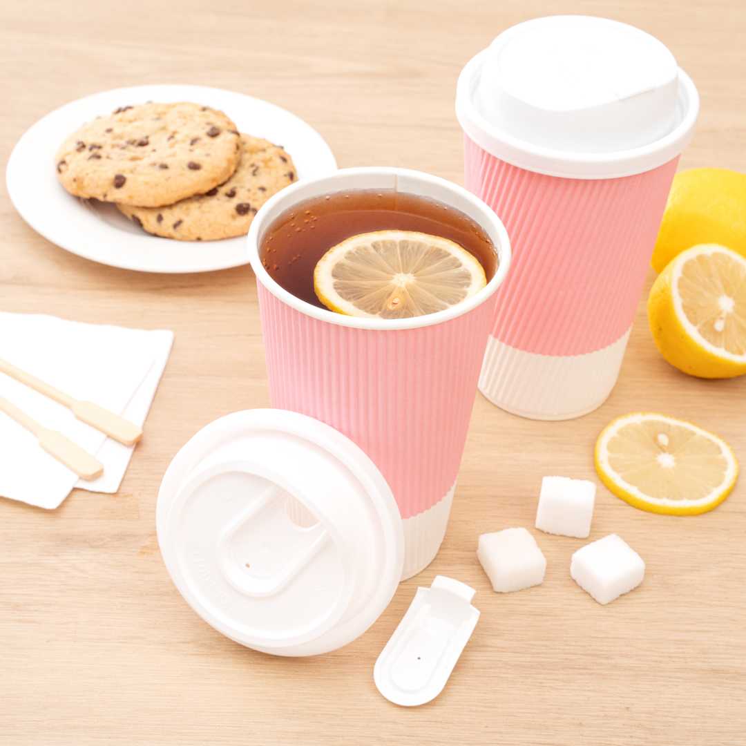 Restpresso White Plastic Coffee Cup Lid - with Detachable Plug, Fits 8, 12, 16 and 20 oz - 500 count box