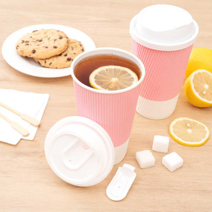 Restpresso White Plastic Coffee Cup Lid - with Detachable Plug, Fits 8, 12, 16 and 20 oz - 500 count box