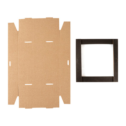 Cater Tek Square Black Paper Catering Box - with Window Lid - 9" x 9" x 2 1/4" - 10 count box