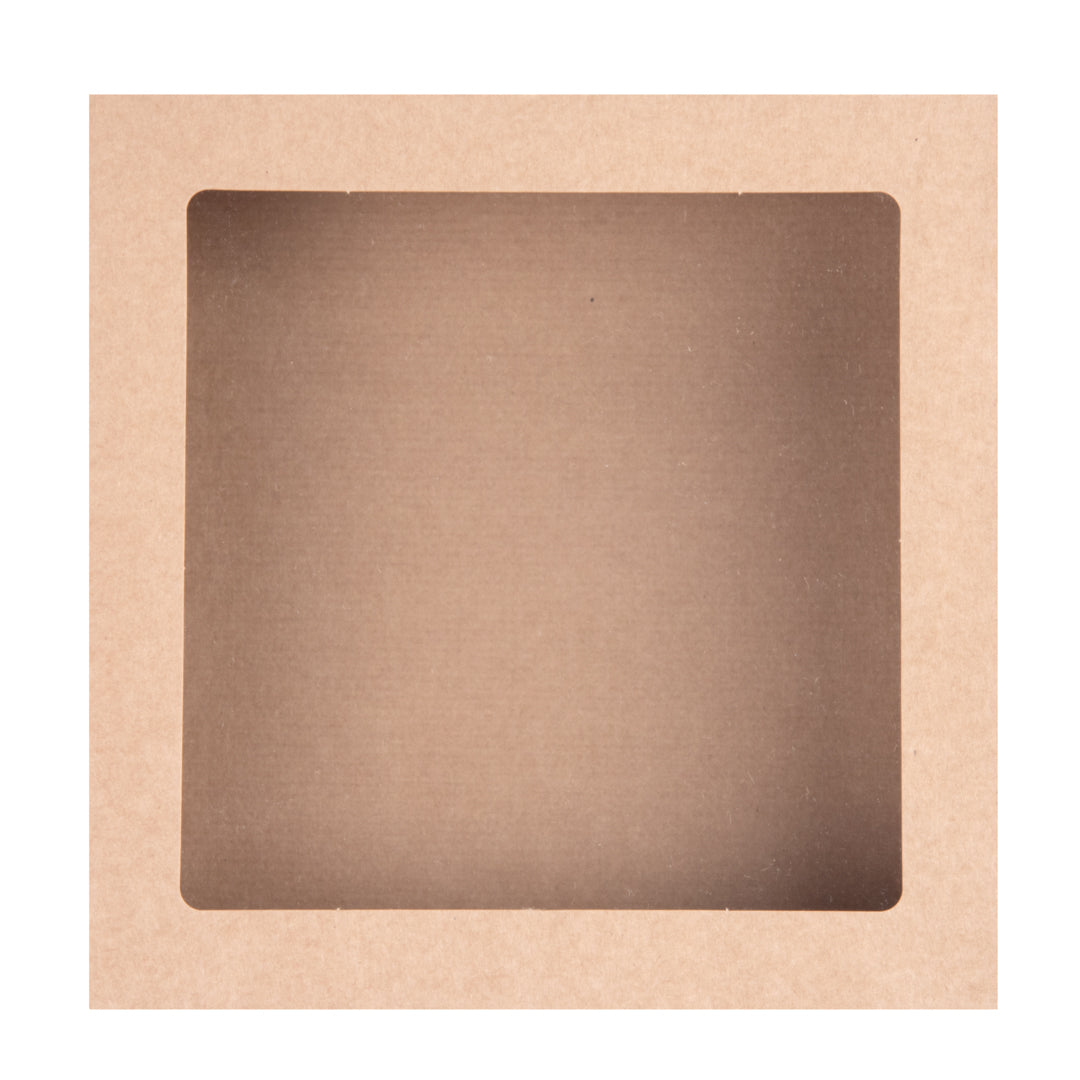 Cater Tek Square Kraft Paper Catering Box - with Window Lid - 9" x 9" x 2 1/4" - 100 count box