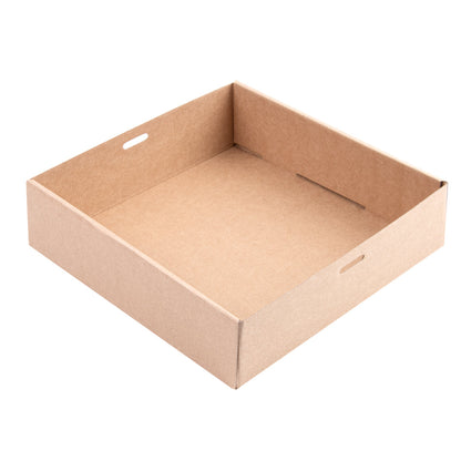 Cater Tek Square Kraft Paper Catering Box - with Window Lid - 9" x 9" x 2 1/4" - 100 count box