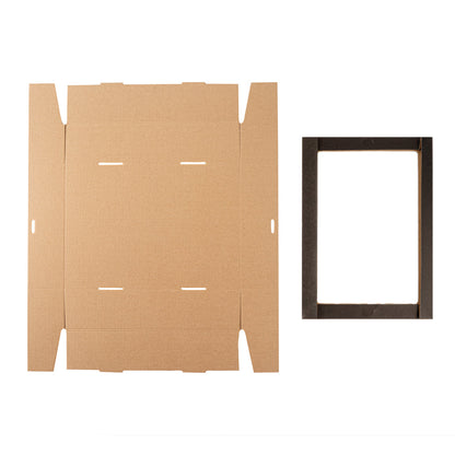 Cater Tek Rectangle Black Paper Catering Box - with Window Lid - 14 1/4" x 10" x 3 1/4" - 10 count box