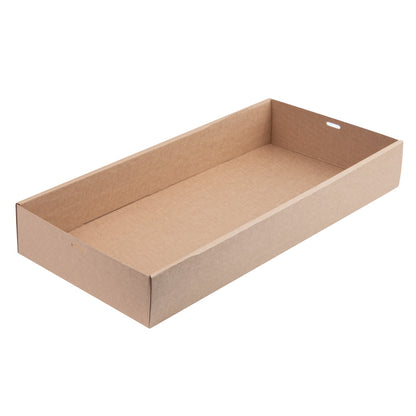 Cater Tek Rectangle Kraft Paper Catering Box - with Window Lid - 22 1/4" x 10" x 3 1/4" - 100 count box