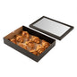 Cater Tek Rectangle Black Paper Catering Box - with Window Lid - 18" x 12 1/4" x 3 1/4" - 10 count box