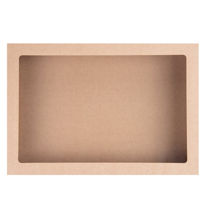 Cater Tek Rectangle Kraft Paper Catering Box - with Window Lid - 18" x 12 1/4" x 3 1/4" - 10 count box