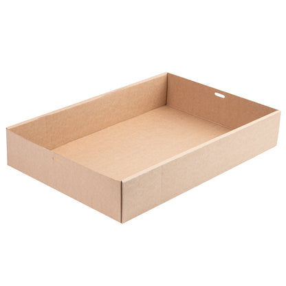 Cater Tek Rectangle Kraft Paper Catering Box - with Window Lid - 18" x 12 1/4" x 3 1/4" - 100 count box