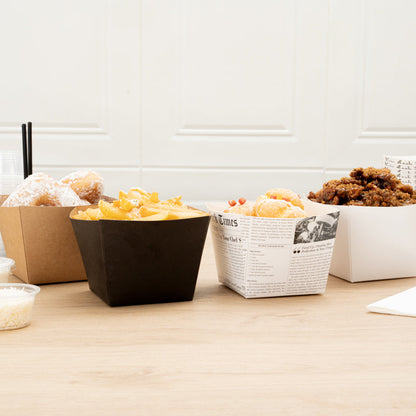 Bio Tek Square Black Paper Snack Box - 4 1/4" x 4 1/4" x 3 1/4" - 200 count box