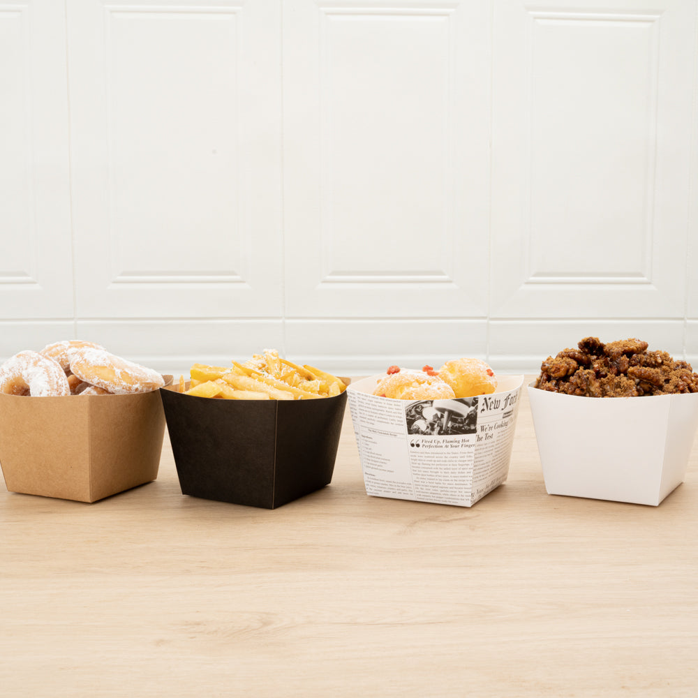 Bio Tek Square Black Paper Snack Box - 4 1/4" x 4 1/4" x 3 1/4" - 200 count box