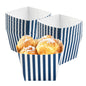 Bio Tek Square Blue and White Stripe Paper Snack Box - 4 1/4" x 4 1/4" x 3 1/4" - 200 count box