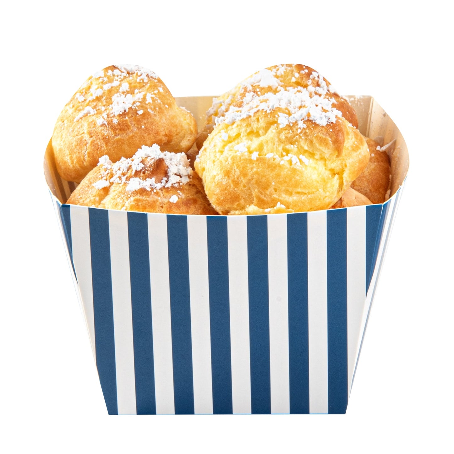 Bio Tek Square Blue and White Stripe Paper Snack Box - 4 1/4" x 4 1/4" x 3 1/4" - 200 count box