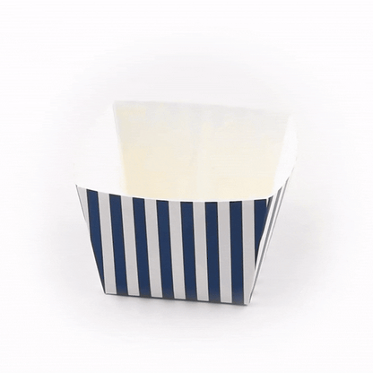 Bio Tek Square Blue and White Stripe Paper Snack Box - 4 1/4" x 4 1/4" x 3 1/4" - 200 count box