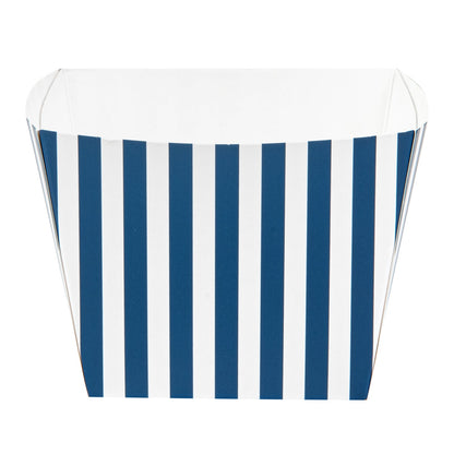 Bio Tek Square Blue and White Stripe Paper Snack Box - 4 1/4" x 4 1/4" x 3 1/4" - 200 count box