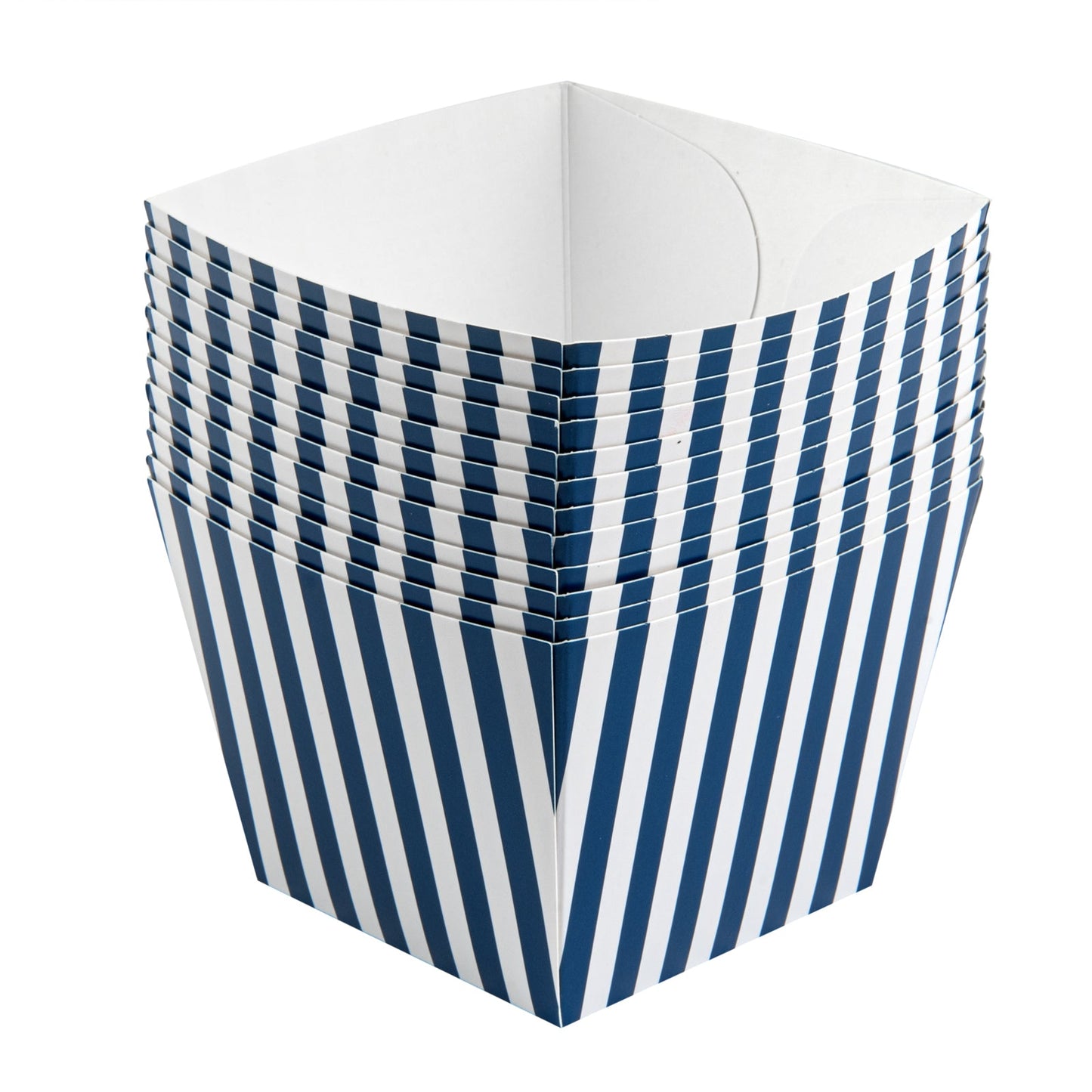 Bio Tek Square Blue and White Stripe Paper Snack Box - 4 1/4" x 4 1/4" x 3 1/4" - 200 count box