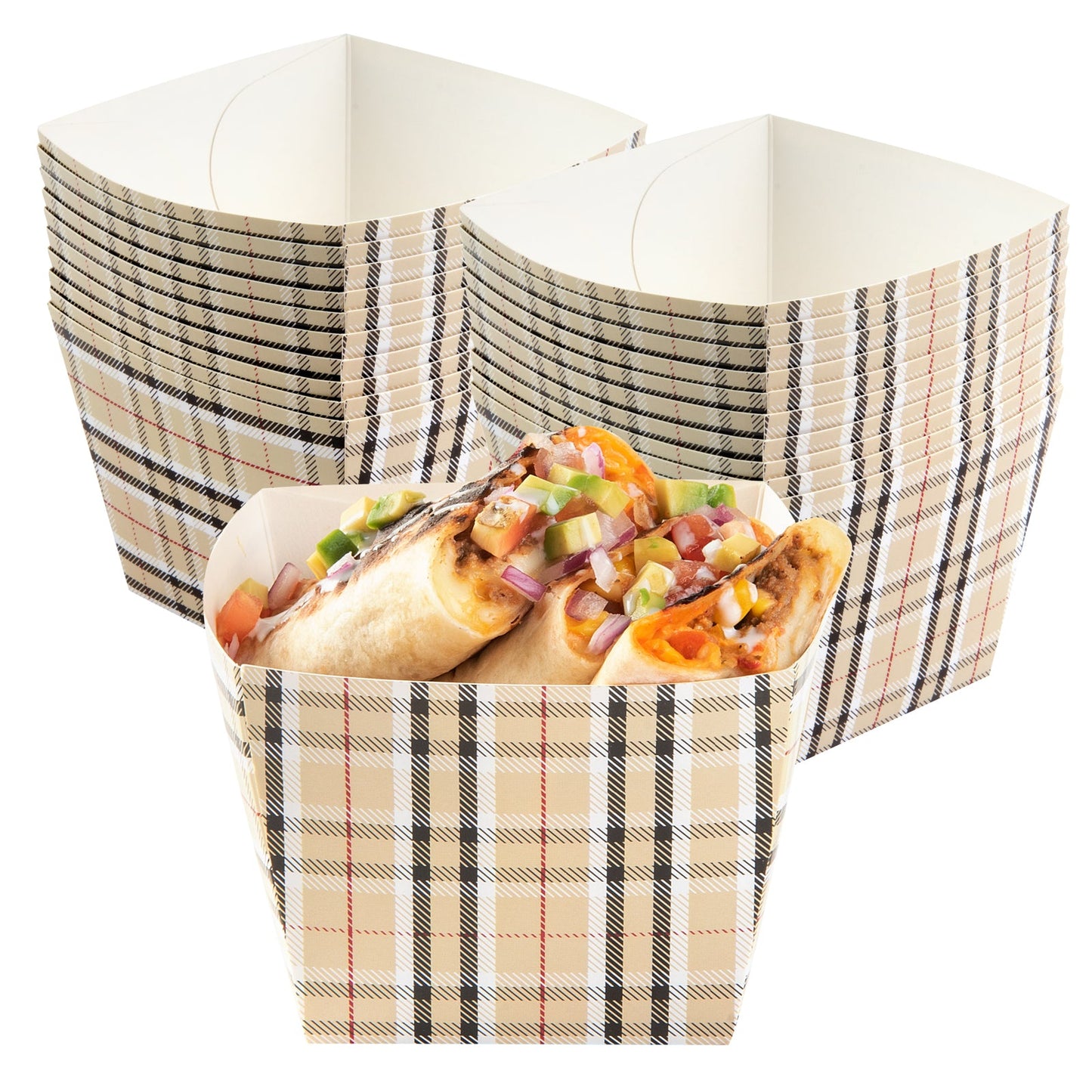 Bio Tek Square Plaid Paper Snack Box - 4 1/4" x 4 1/4" x 3 1/4" - 200 count box