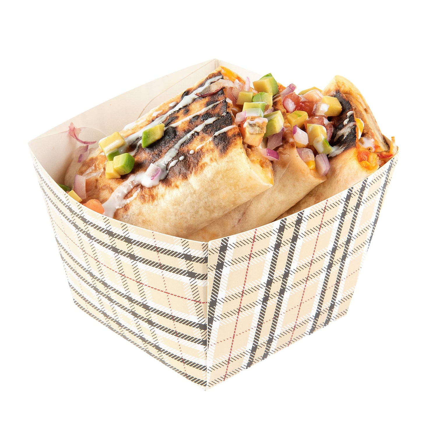 Bio Tek Square Plaid Paper Snack Box - 4 1/4" x 4 1/4" x 3 1/4" - 200 count box