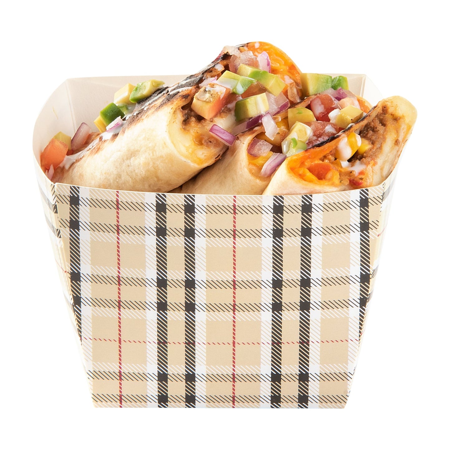 Bio Tek Square Plaid Paper Snack Box - 4 1/4" x 4 1/4" x 3 1/4" - 200 count box