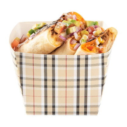 Bio Tek Square Plaid Paper Snack Box - 4 1/4" x 4 1/4" x 3 1/4" - 200 count box