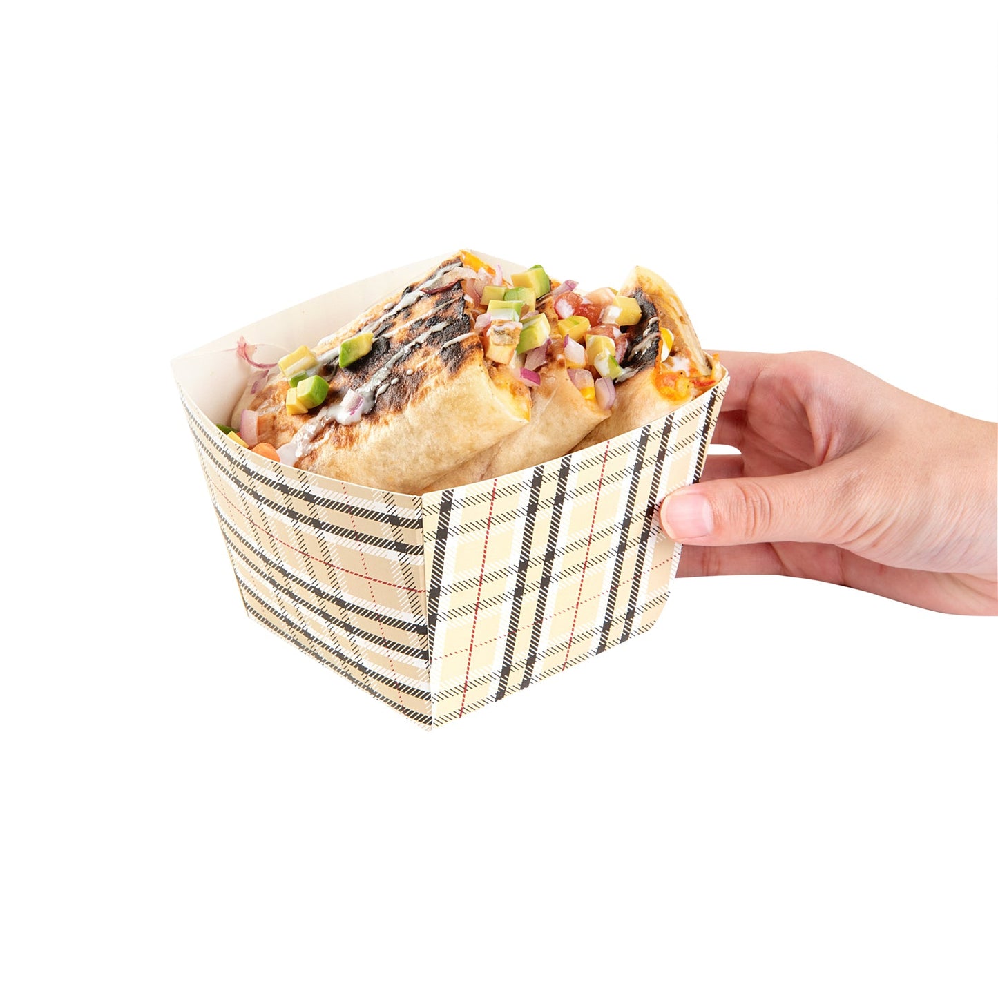 Bio Tek Square Plaid Paper Snack Box - 4 1/4" x 4 1/4" x 3 1/4" - 200 count box