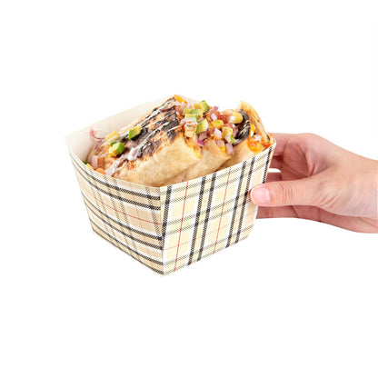 Bio Tek Square Plaid Paper Snack Box - 4 1/4" x 4 1/4" x 3 1/4" - 200 count box