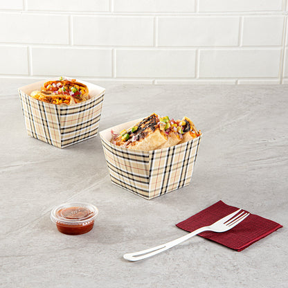 Bio Tek Square Plaid Paper Snack Box - 4 1/4" x 4 1/4" x 3 1/4" - 200 count box