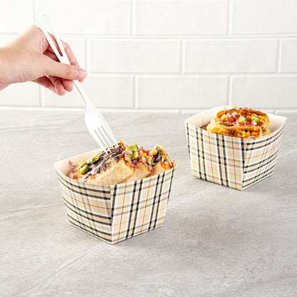 Bio Tek Square Plaid Paper Snack Box - 4 1/4" x 4 1/4" x 3 1/4" - 200 count box