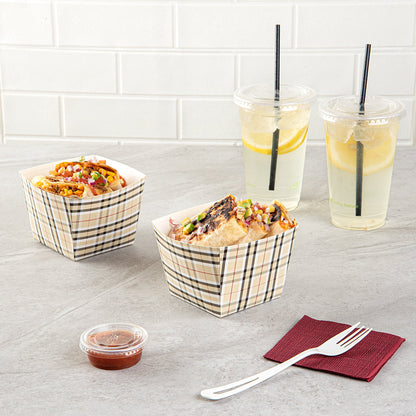 Bio Tek Square Plaid Paper Snack Box - 4 1/4" x 4 1/4" x 3 1/4" - 200 count box