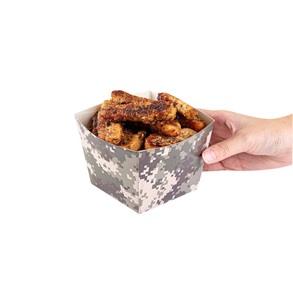 Bio Tek Square Camouflage Paper Snack Box - 4 1/4" x 4 1/4" x 3 1/4" - 200 count box