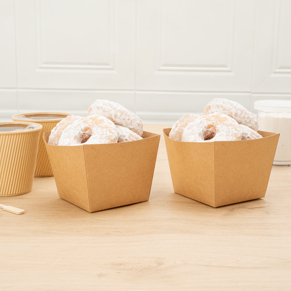 Bio Tek Square Kraft Paper Snack Box - 4 1/4" x 4 1/4" x 3 1/4" - 200 count box
