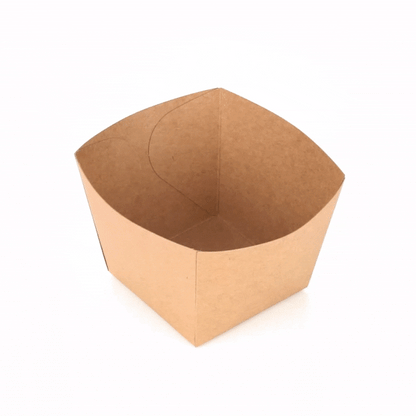 Bio Tek Square Kraft Paper Snack Box - 4 1/4" x 4 1/4" x 3 1/4" - 200 count box