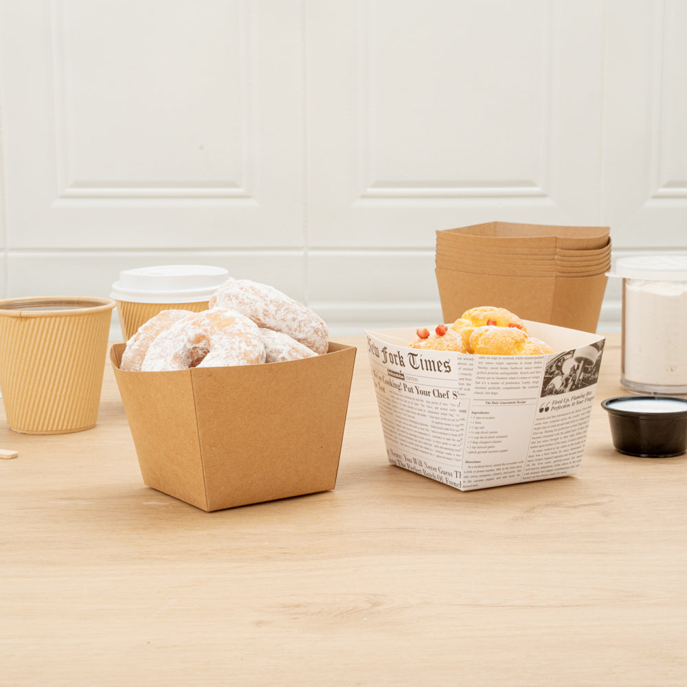Bio Tek Square Kraft Paper Snack Box - 4 1/4" x 4 1/4" x 3 1/4" - 200 count box