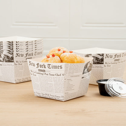 Bio Tek Square Newsprint Paper Snack Box - 4 1/4" x 4 1/4" x 3 1/4" - 200 count box