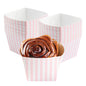 Bio Tek Square Pink and White Stripe Paper Snack Box - 4 1/4" x 4 1/4" x 3 1/4" - 200 count box