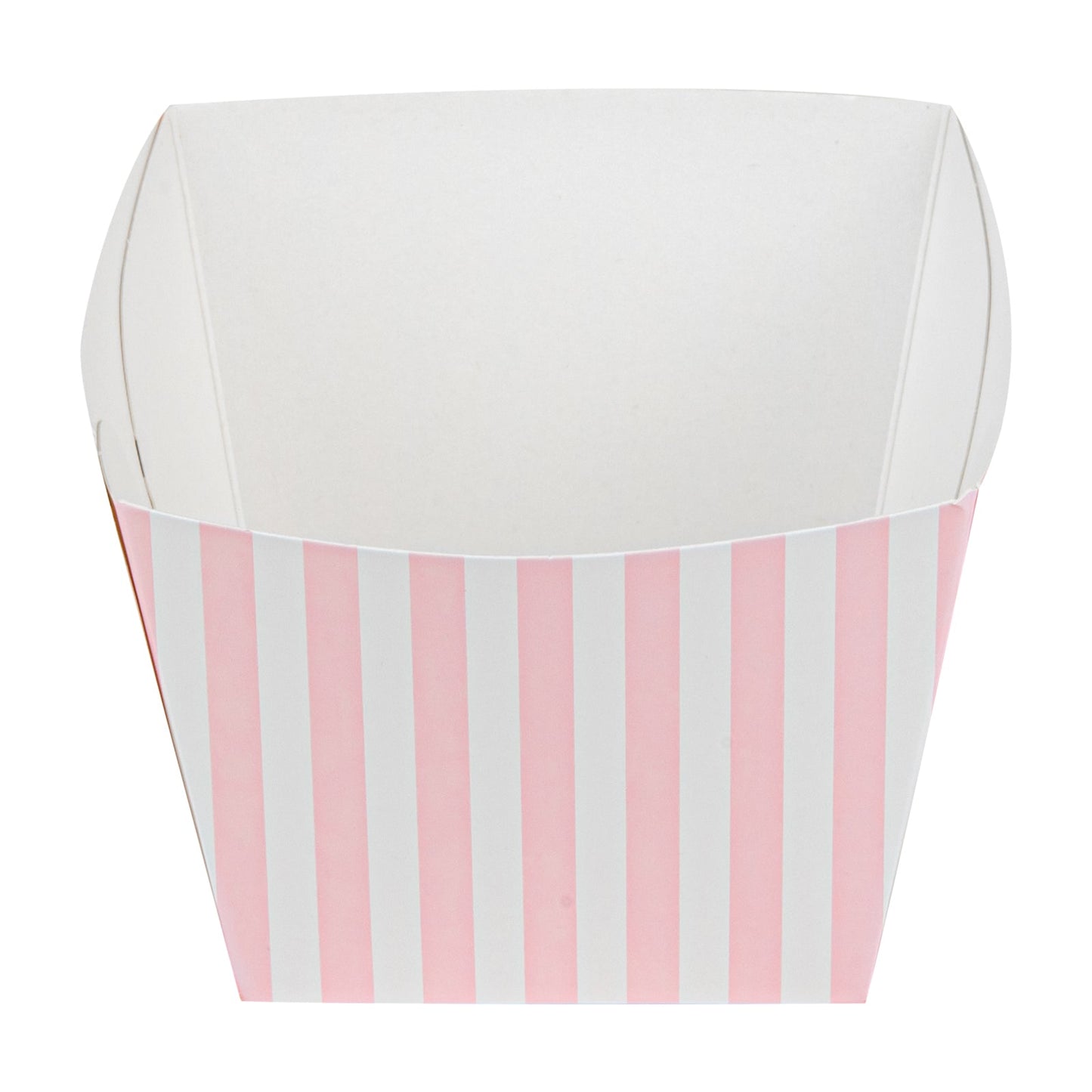 Bio Tek Square Pink and White Stripe Paper Snack Box - 4 1/4" x 4 1/4" x 3 1/4" - 200 count box