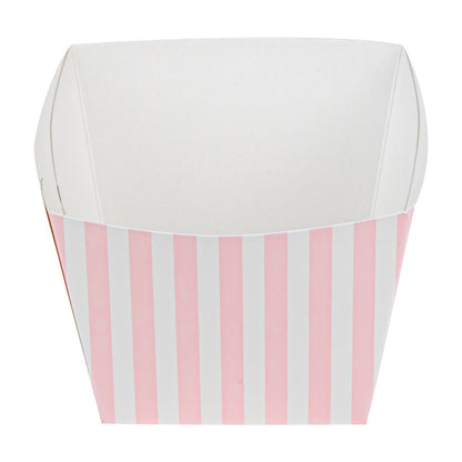 Bio Tek Square Pink and White Stripe Paper Snack Box - 4 1/4" x 4 1/4" x 3 1/4" - 200 count box