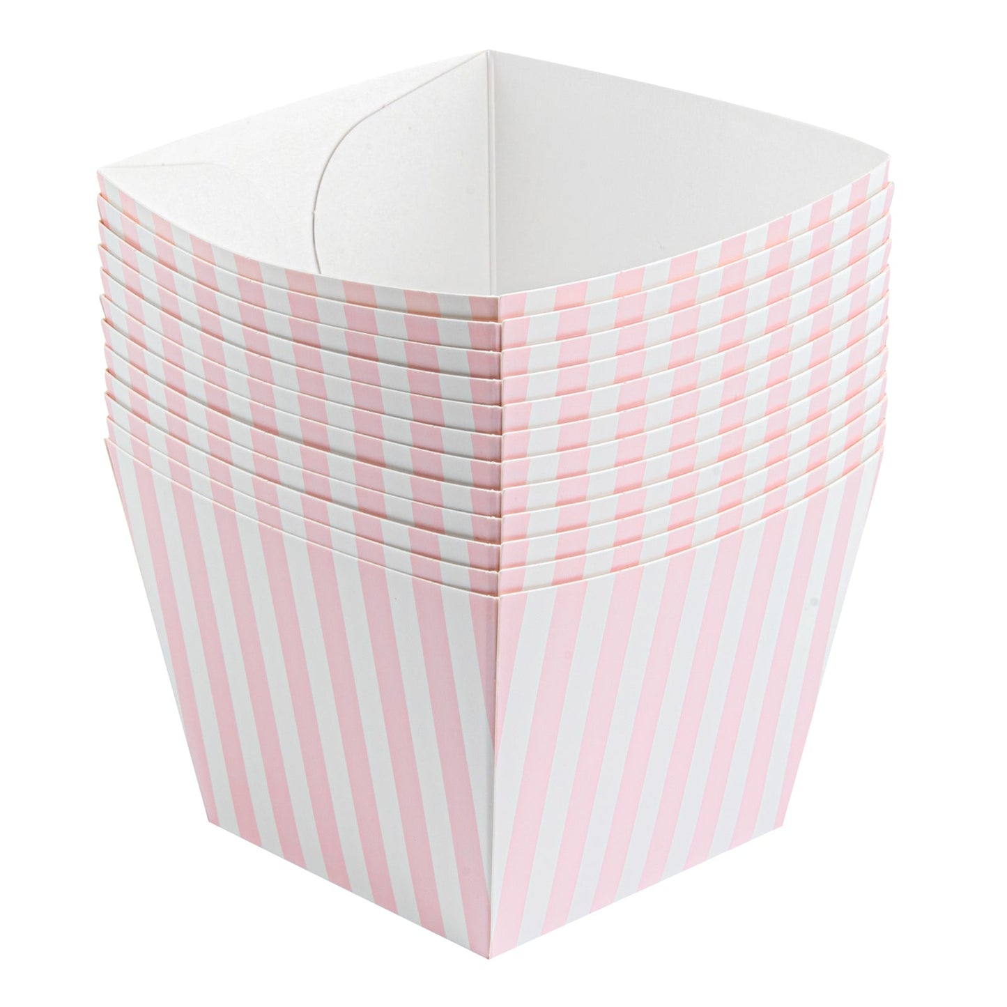 Bio Tek Square Pink and White Stripe Paper Snack Box - 4 1/4" x 4 1/4" x 3 1/4" - 200 count box