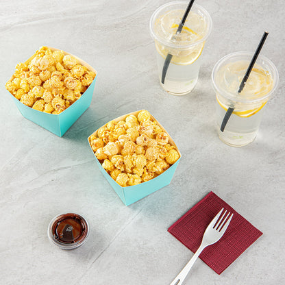 Bio Tek Square Turquoise Paper Snack Box - 4 1/4" x 4 1/4" x 3 1/4" - 200 count box