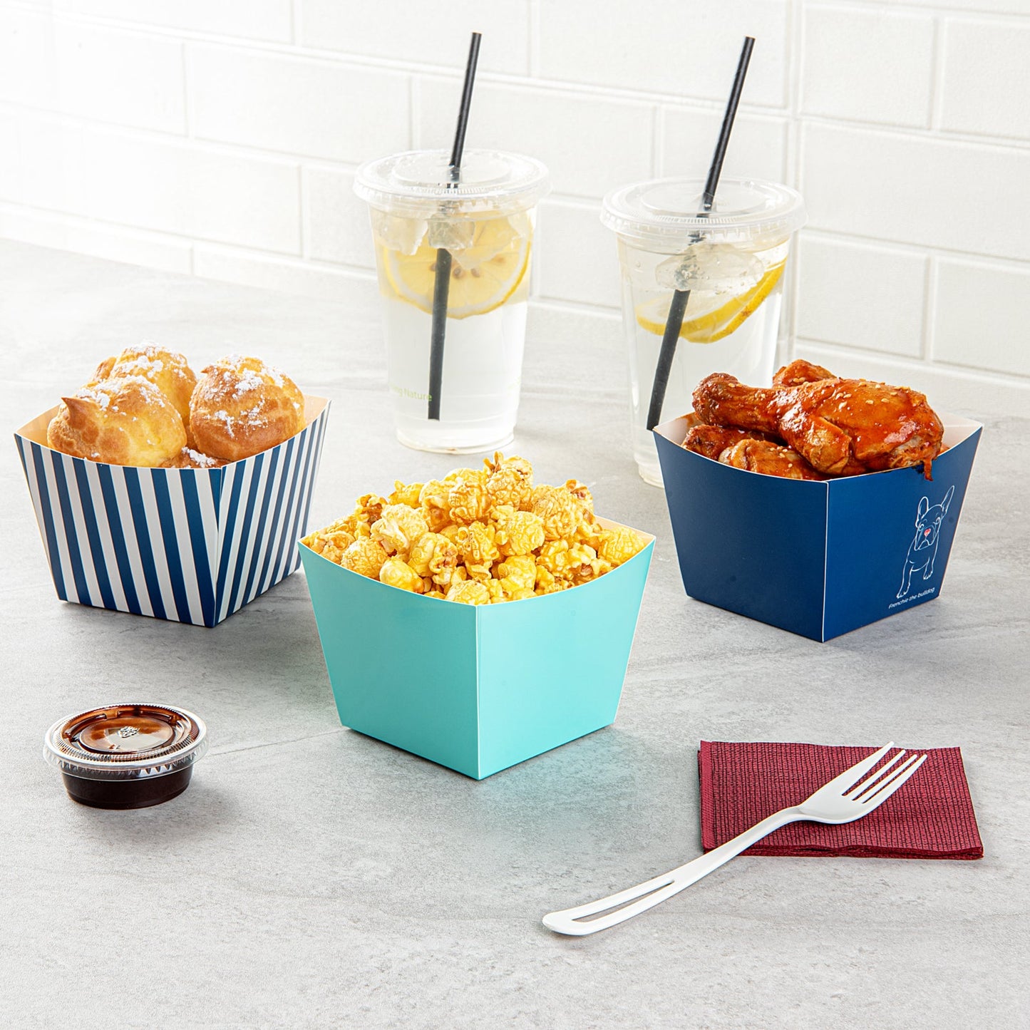 Bio Tek Square Turquoise Paper Snack Box - 4 1/4" x 4 1/4" x 3 1/4" - 200 count box