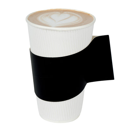 Restpresso Black Paper Coffee Cup Sleeve - with Handle, Fits 12 / 16 / 20 oz Cups - 50 count box