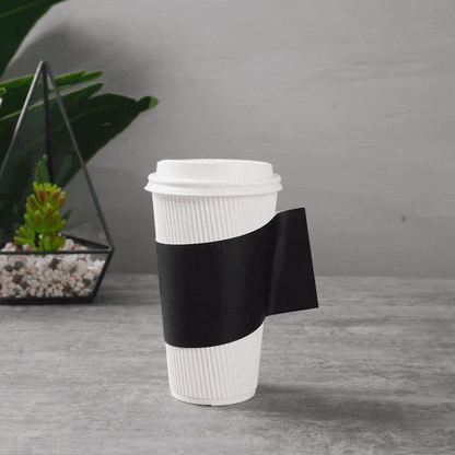 Restpresso Black Paper Coffee Cup Sleeve - with Handle, Fits 12 / 16 / 20 oz Cups - 50 count box