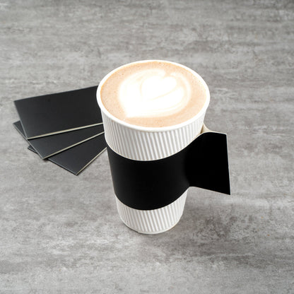 Restpresso Black Paper Coffee Cup Sleeve - with Handle, Fits 12 / 16 / 20 oz Cups - 1000 count box