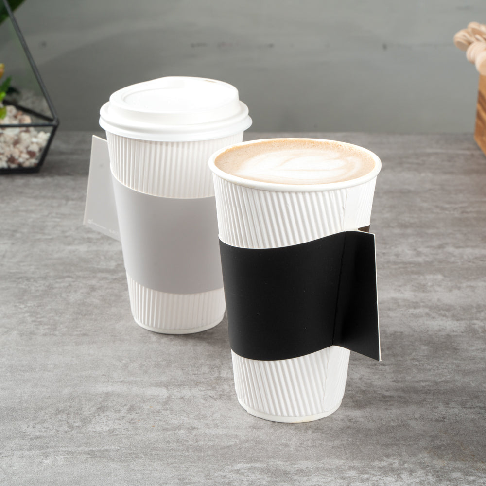 Restpresso Black Paper Coffee Cup Sleeve - with Handle, Fits 12 / 16 / 20 oz Cups - 1000 count box