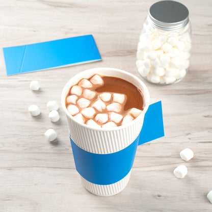Restpresso Blue Paper Coffee Cup Sleeve - with Handle, Fits 12 / 16 / 20 oz Cups - 50 count box