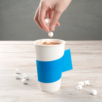 Restpresso Blue Paper Coffee Cup Sleeve - with Handle, Fits 12 / 16 / 20 oz Cups - 1000 count box
