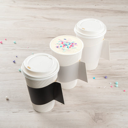 Restpresso Gray Paper Coffee Cup Sleeve - with Handle, Fits 12 / 16 / 20 oz Cups - 50 count box