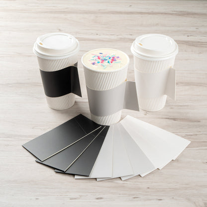 Restpresso Gray Paper Coffee Cup Sleeve - with Handle, Fits 12 / 16 / 20 oz Cups - 50 count box