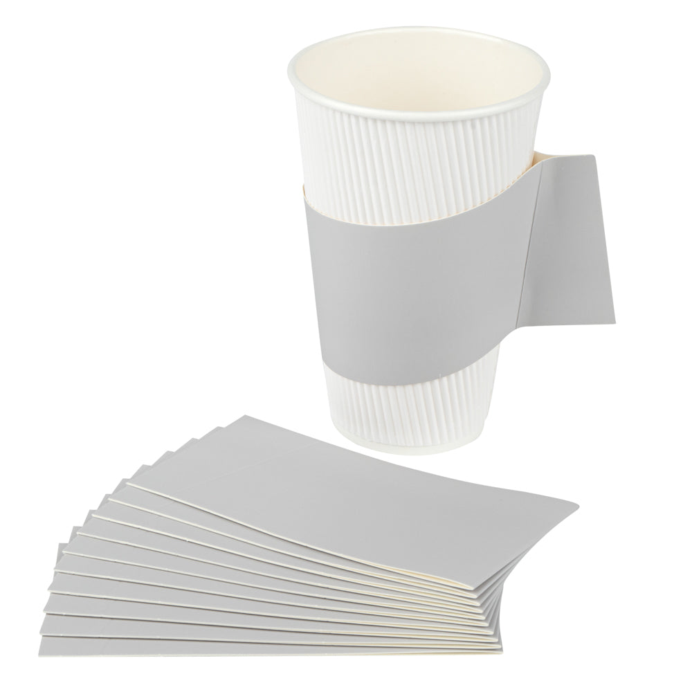 Restpresso Gray Paper Coffee Cup Sleeve - with Handle, Fits 12 / 16 / 20 oz Cups - 1000 count box